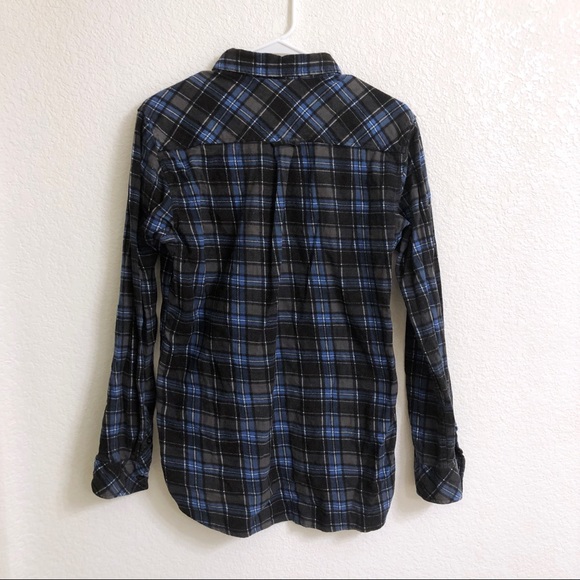 Quiksilver Shirt Blue Plaid Flannel Long Sleeve Button Up Mens Small Outdoor - Picture 4 of 4
